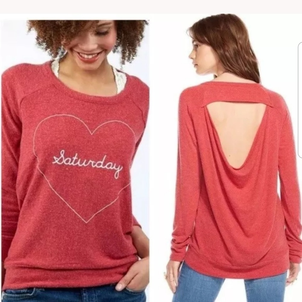 Chaser Red Saturday Small Open Back Sweater